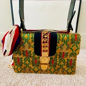 Gucci Brocade Fabric Sylvie Shoulder Bag